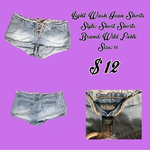 Wild Fable Lace-Up Light Blue Jean Shorts